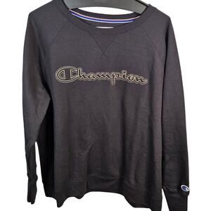 Champion Men's Authentic Athleticwear Sweatshirt Script Outline Black Size 1X XL